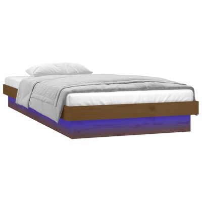 vidaXL Estrutura cama c/ LED solteiro 75x190cm madeira castanho mel