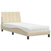 vidaXL Cama com colch&atilde;o Hanko 90x190 cm tecido cor creme