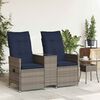 vidaXL Sof&aacute; de jardim reclin&aacute;vel de 2 lugares com Mesa em vime sint&eacute;tico cinza