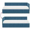 vidaXL Estrutura de Cama de Canto com Colch&atilde;o 2 pcs Azul Veludo