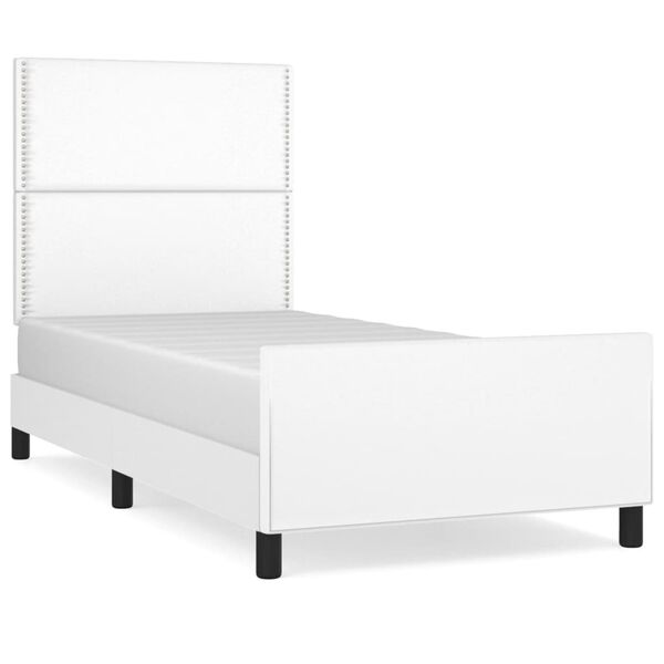 vidaXL Estrutura de cama c/ cabeceira couro artificial 80x200cm branco