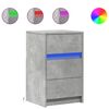 vidaXL Mesa de cabeceira c/ luzes LED derivados madeira cinza cimento