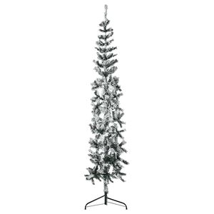 vidaXL Meia árvore de Natal fina com flocos de neve 240 cm