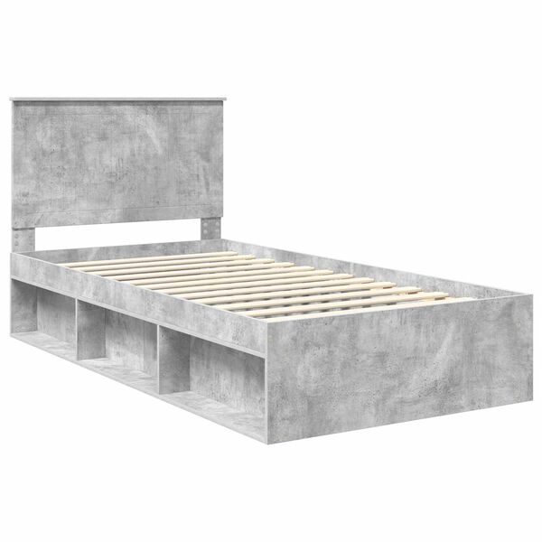 vidaXL Estrutura da Cama com cabeceira Cinza Concreto 100 x 200 cm