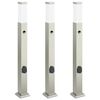 vidaXL Lumin&aacute;rias de balizamento com sensor e tomada, 3 pe&ccedil;as, 80 cm, a&ccedil;o inoxid&aacute;vel, IP44
