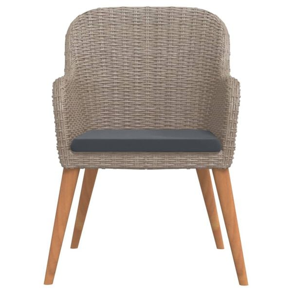 vidaXL 7 pcs conjunto de jantar para jardim com almofad&otilde;es castanho