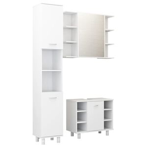 vidaXL 3 pcs conjunto de m&oacute;veis de casa de banho contraplacado branco