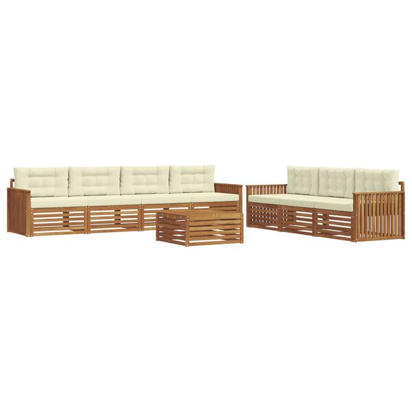 vidaXL Conjunto de Sof&aacute;s para Exterior 8 pcs Natural e Creme