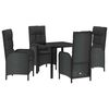 vidaXL Conjunto de Jantar para Jardim com almofada 5 pcs Preto vime PE