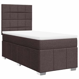 vidaXL Cama com molas/colch&atilde;o 90x200 cm tecido castanho-escuro
