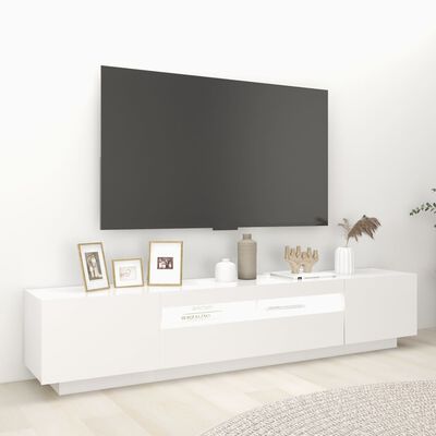 vidaXL Móvel de TV com luzes LED 200x35x40 cm branco