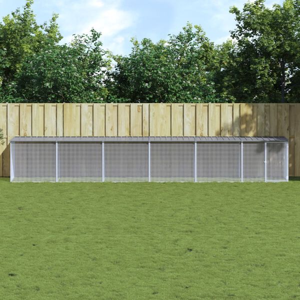 vidaXL Galinheiro com teto 603x98x90 cm a&ccedil;o galvanizado cinza-claro