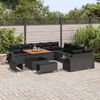 vidaXL Conjunto de Sof&aacute; de Jardim com almofada 13 pcs Preto vime PE
