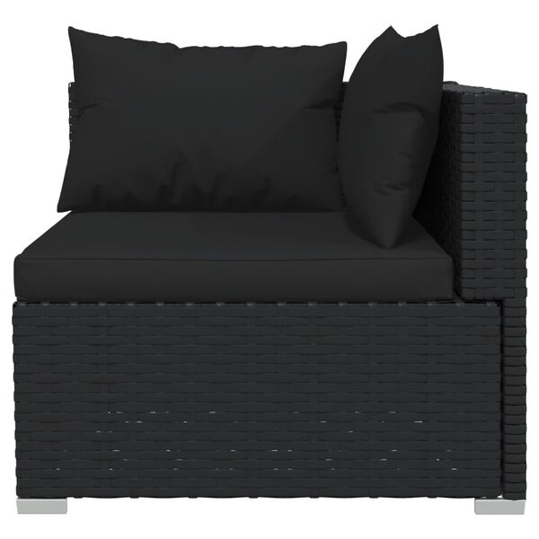 vidaXL 9 pcs conjunto lounge de jardim c/ almofad&otilde;es vime PE preto