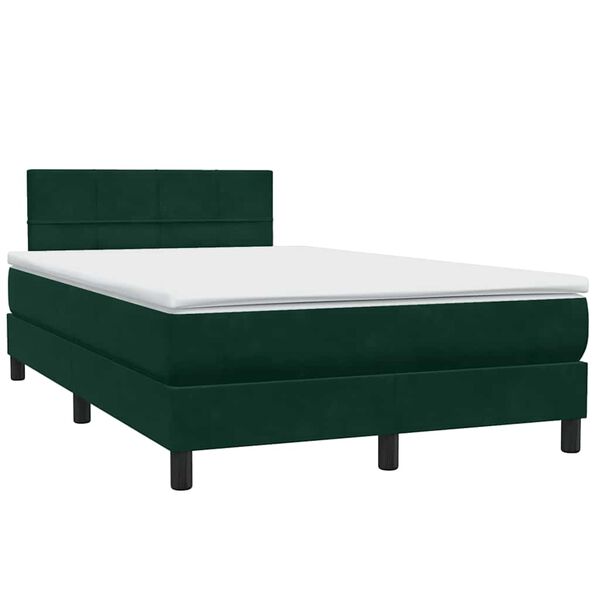 vidaXL Cama com molas/colch&atilde;o 120x220 cm veludo verde-escuro