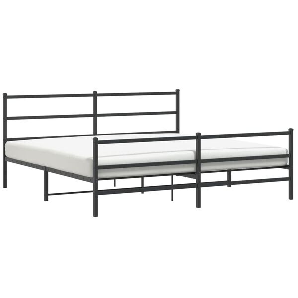 vidaXL Estrutura de cama com cabeceira e pés 183x213 cm metal preto