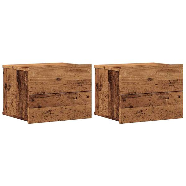 vidaXL Mesas de cabeceira de parede 2 pcs 40x32x30cm cor madeira velha