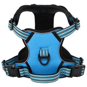 vidaXL Peitoral para c&atilde;es com trela e coleira ajust&aacute;vel L azul