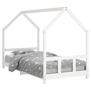 vidaXL Estrutura de cama infantil 90x200 cm pinho maci&ccedil;o branco