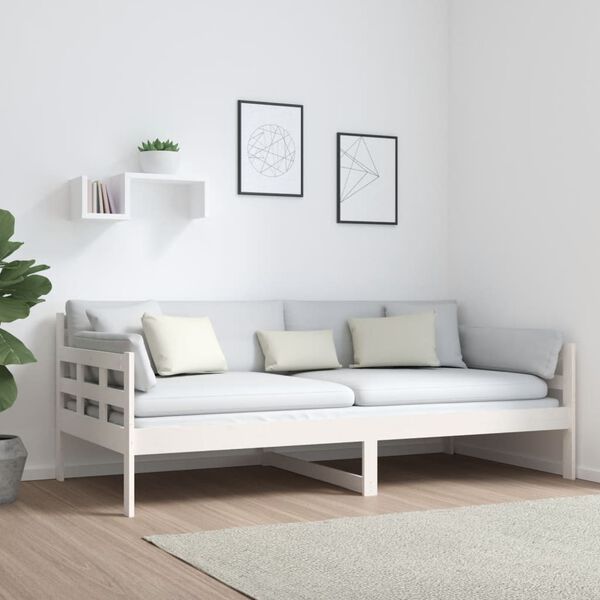 vidaXL Sofá-cama 90x190 cm madeira de pinho maciça branco
