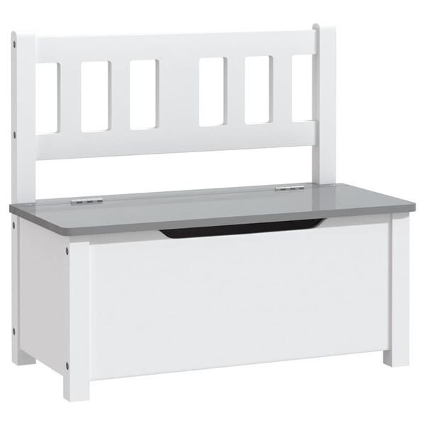 vidaXL Banco de arruma&ccedil;&atilde;o infantil 60x30x55 cm MDF branco e cinzento