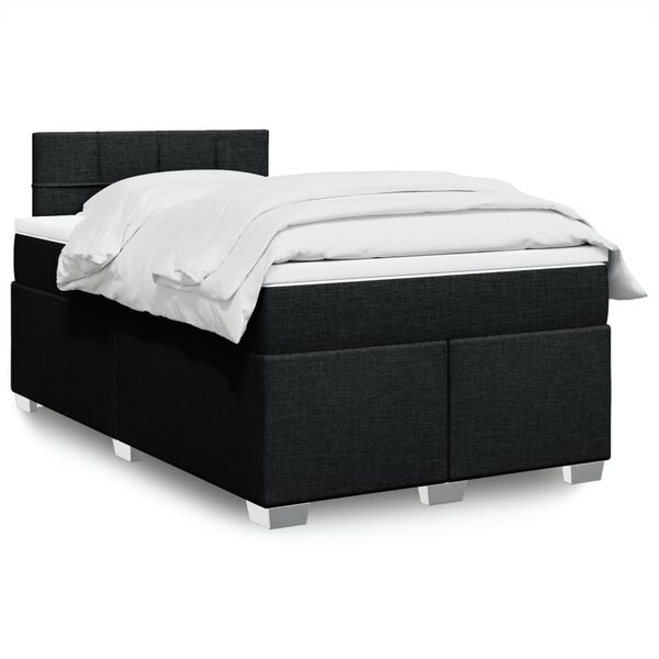 vidaXL Cama boxspring com colch&atilde;o 120x190 cm tecido preto