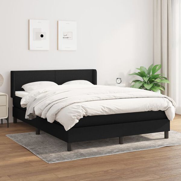 vidaXL Cama com molas/colch&atilde;o 140x200 cm tecido preto