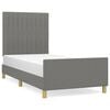 vidaXL Estrutura de cama sem colch&atilde;o 90x200 cm tecido cinzento-escuro