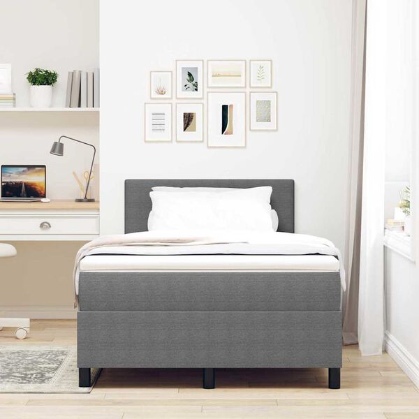 vidaXL Cama Box Manual Cinza Claro e Branco 203 x 120 x 88 cm