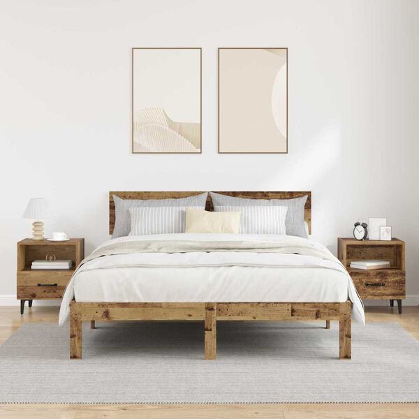 vidaXL Arm&aacute;rio de Cabeceira 2 pcs Madeira antiga 40 x 35 x 47,5 cm