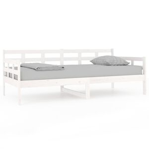 vidaXL Sof&aacute;-cama 90x190 cm madeira de pinho maci&ccedil;a branco