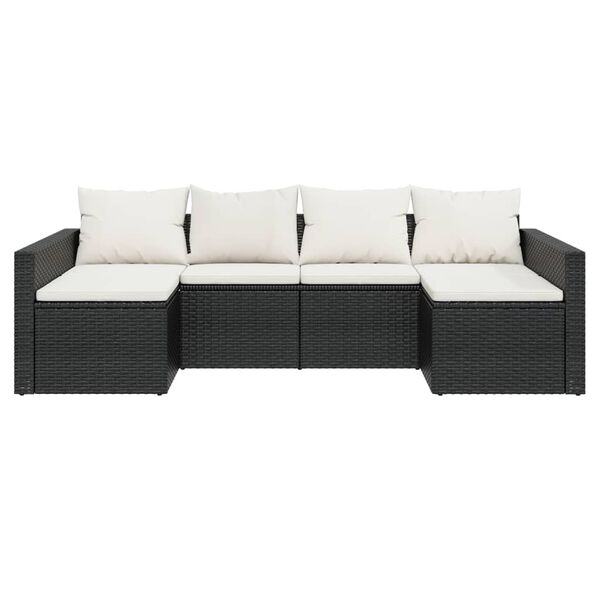 vidaXL 2 pcs conjunto lounge de jardim c/ almofad&otilde;es vime PE preto