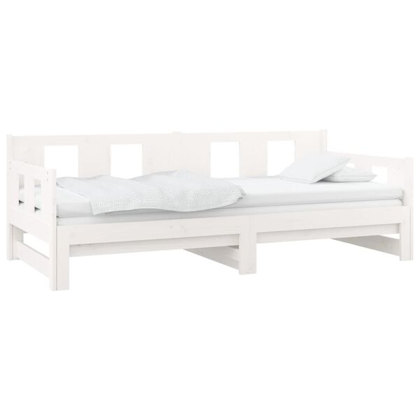 vidaXL Estrutura sof&aacute;-cama de puxar 2x(80x200) cm pinho maci&ccedil;o branco
