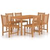 vidaXL Conjunto de jantar de jardim de 7 pe&ccedil;as 140x80 cm madeira de teca maci&ccedil;a