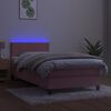 vidaXL Cama box spring c/ colch&atilde;o/LED 80x200 cm veludo rosa