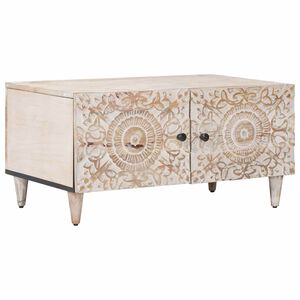 vidaXL Mesa de centro Branco 80 x 50 x 40 cm Madeira de manga maci&ccedil;a