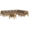 vidaXL 12pcs conj. lounge jardim bambu almofadões cinzento-acastanhado