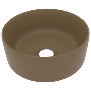 vidaXL Lavatório luxuoso redondo 40x15 cm cerâmica creme mate