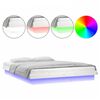 vidaXL Estrutura de cama com luzes LEDs 140x200 madeira maci&ccedil;a branco