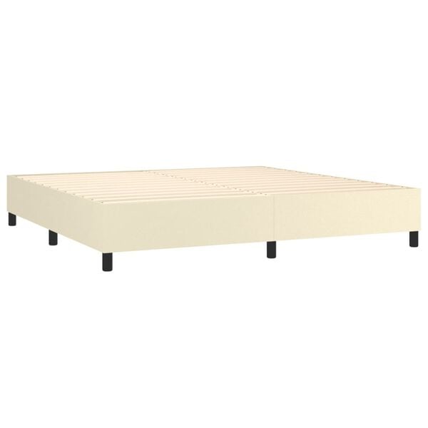 vidaXL Cama com molas/colch&atilde;o 200x200 cm couro artificial cor creme