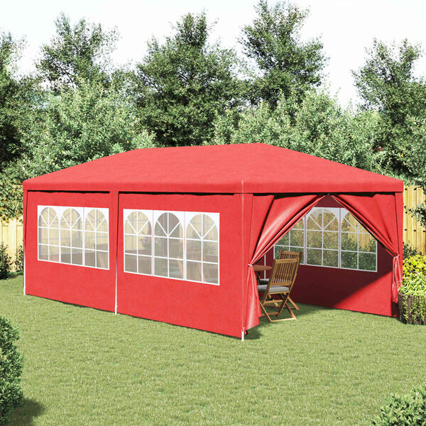 vidaXL Tenda de festa com parede Vermelho 600 x 300 x 255 cm PE e A&ccedil;o