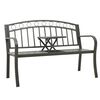vidaXL Banco de jardim com mesa 120 cm a&ccedil;o cinzento