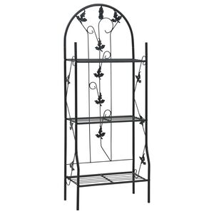 vidaXL Suporte para plantas com 3 prateleiras 52x28x128 cm ferro preto