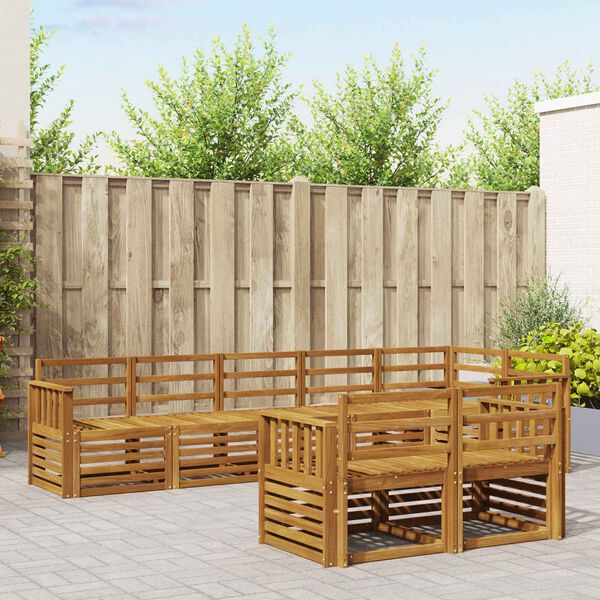 vidaXL Conjuntos de sof&aacute;s 8 pcs Natural Madeira S&oacute;lida de Ac&aacute;cia