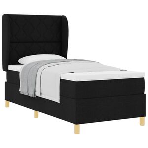 vidaXL Cama Box Springs com Colch&atilde;o Cinza Escuro 90x190 cm Preto