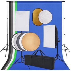 vidaXL Kit est&uacute;dio fotogr&aacute;fico com softbox ilumina&ccedil;&atilde;o/fundo/refletor