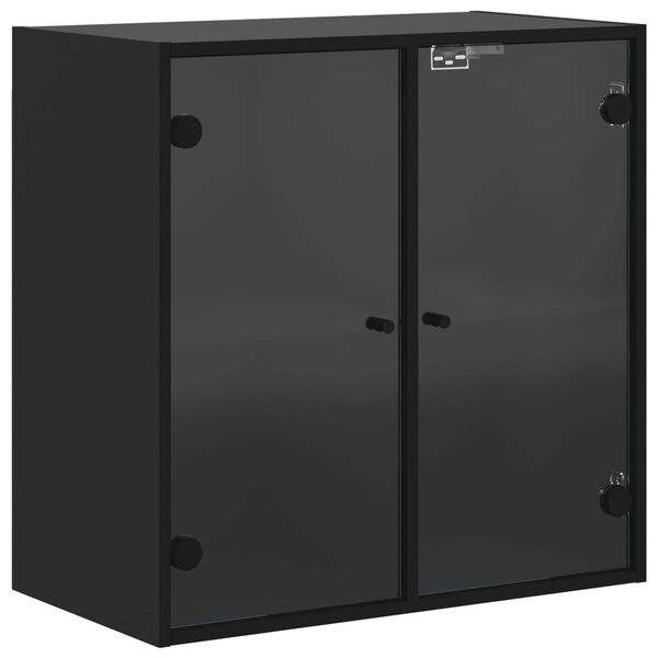 vidaXL Armário de parede c/ portas de vidro 68x37x68,5 cm preto