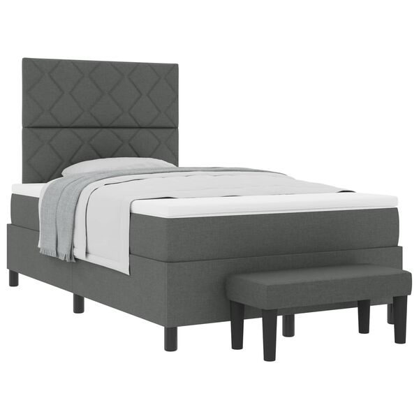 vidaXL Cama Box com colch&atilde;o Cinza Escuro 120 x 190 cm tecido