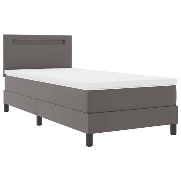 vidaXL Cama Box com colch&atilde;o Cinzeto 90 x 190 cm Couro sint&eacute;tico