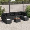vidaXL Conjunto de Sof&aacute; de Jardim com almofada 8 pcs Preto vime PE